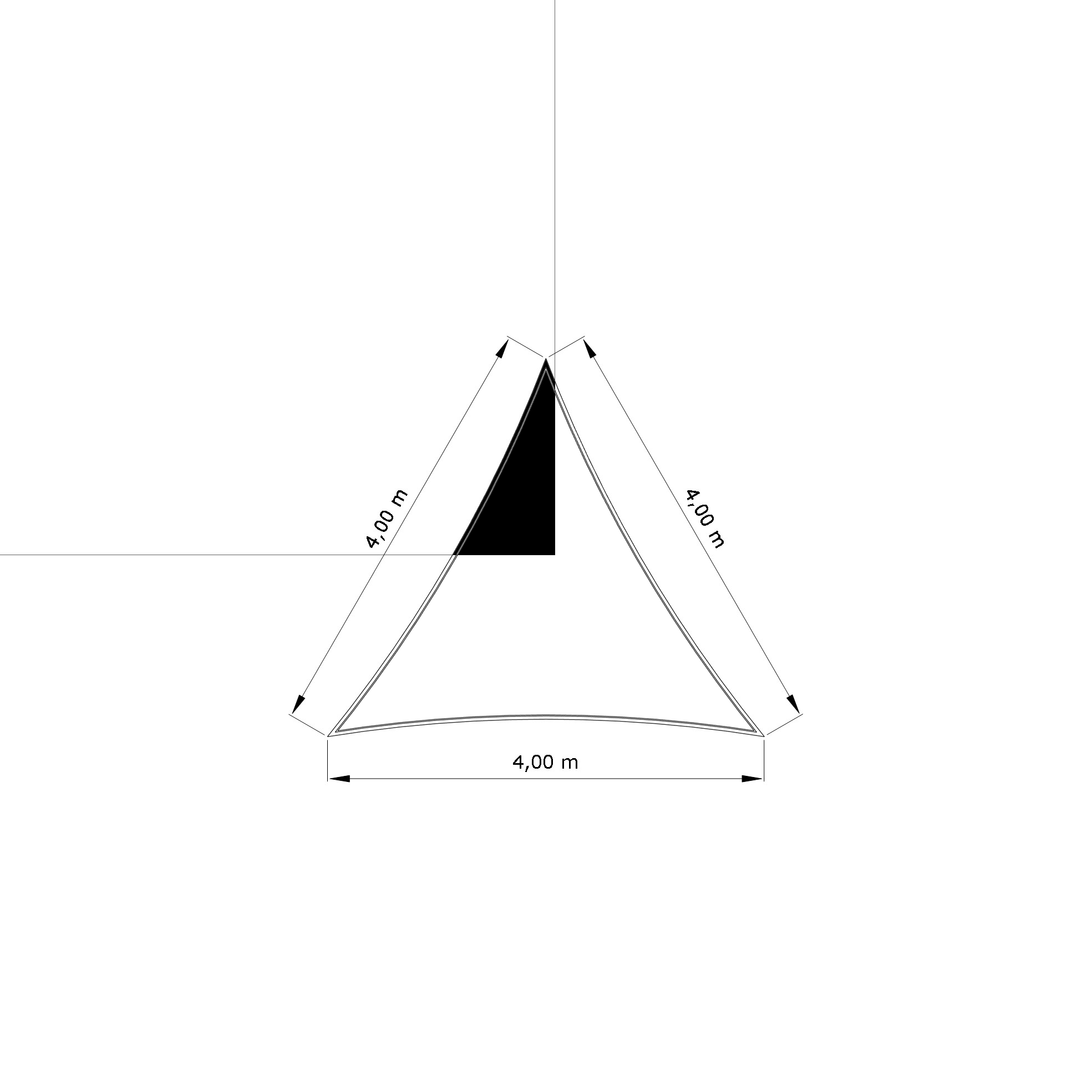 Voile d'ombrage standard ajourée triangle équilatéral  d'une dimension de 4x4x4m