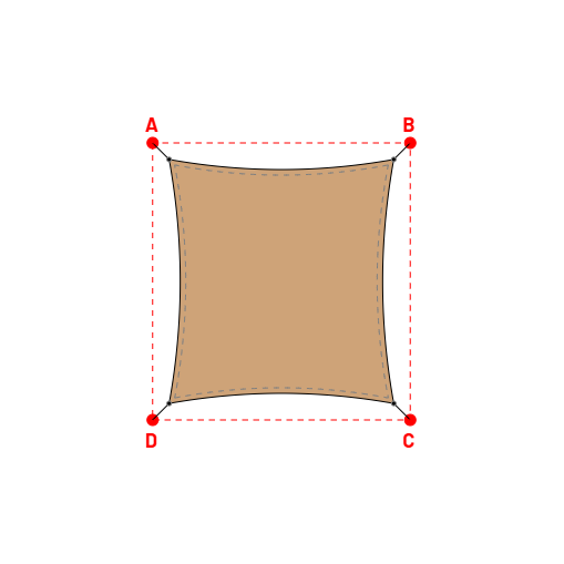 Voile d'ombrage rectangle en Hydris - Toile d'ombrage déperlante Hydris 0835 Lin - 4,05x4,40x4,05x4,40m