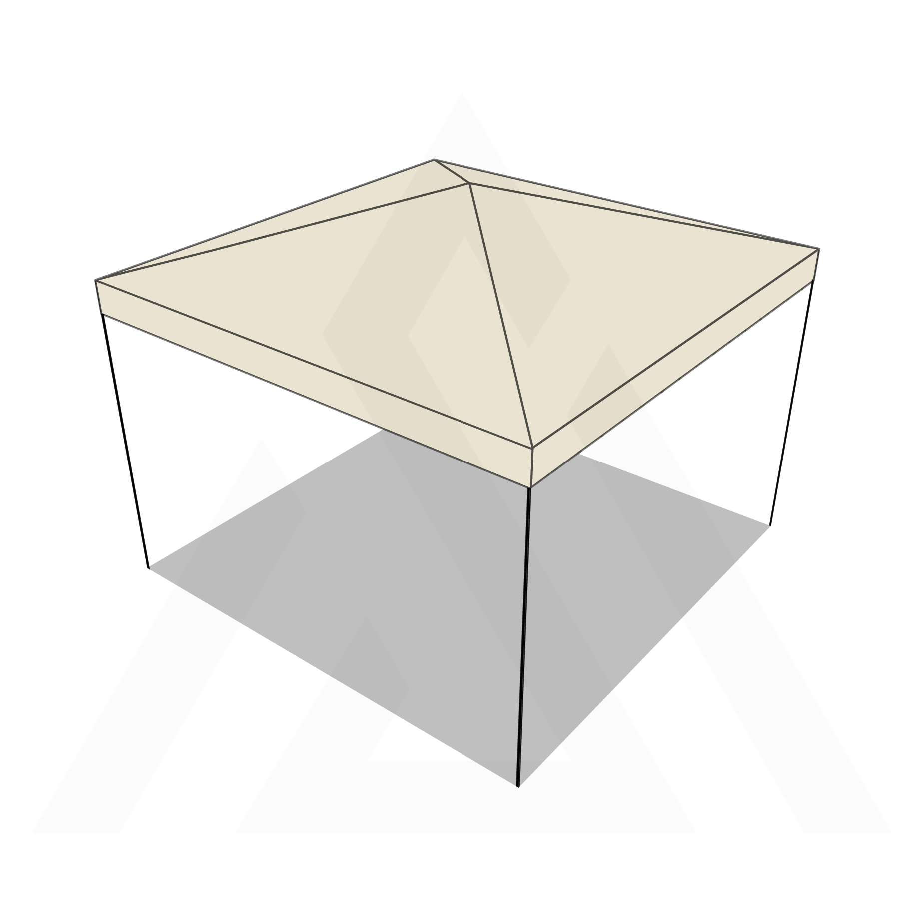 Bâche tonnelle carrée 4 pentes sans faîtage en Protect 670 : La référence en matière de protection étanche Blanc perlé RAL 1013 - 2.93x2.93m