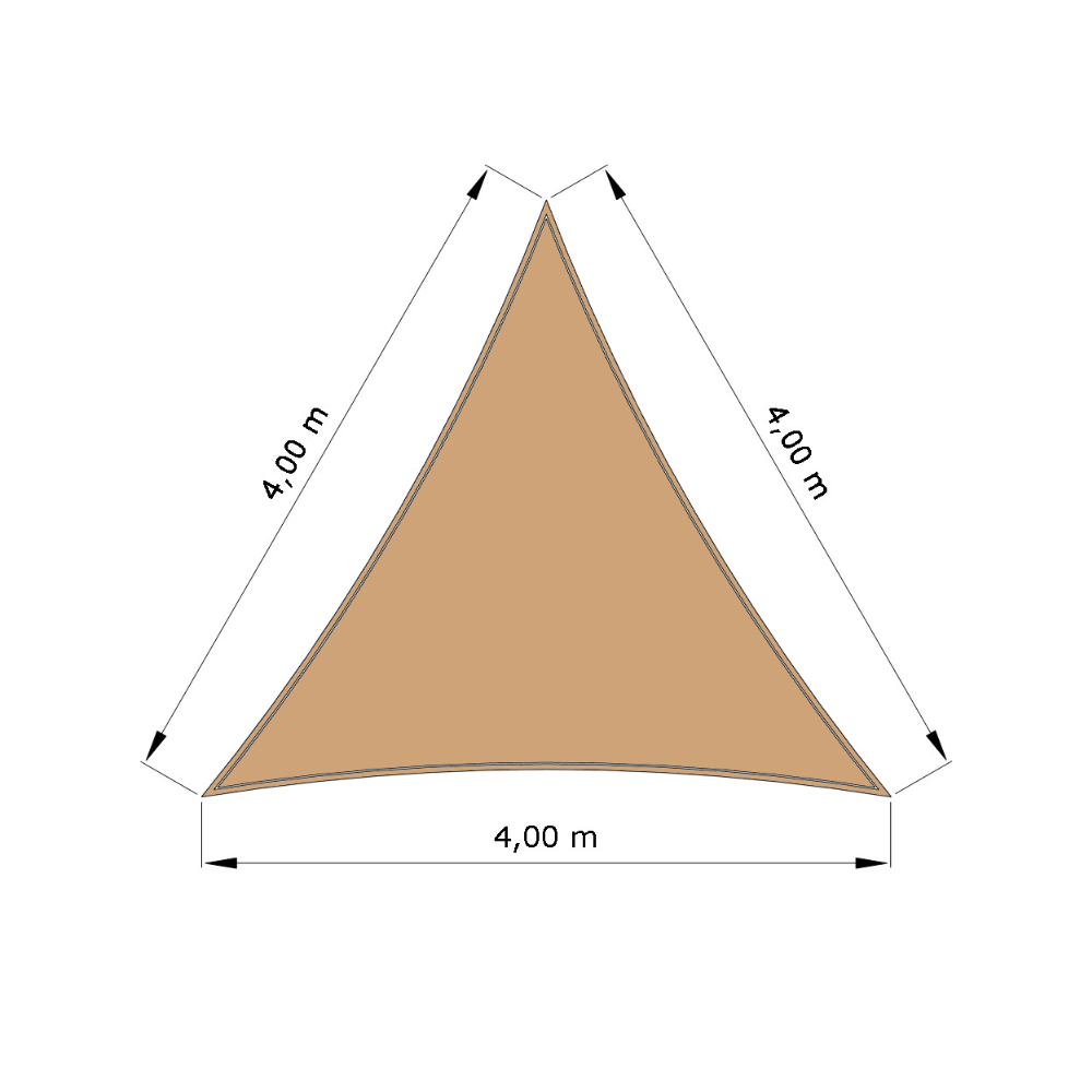 Voile d'ombrage standard ajourée triangle équilatéral Hydris 0835 Lin d'une dimension de 4x4x4m