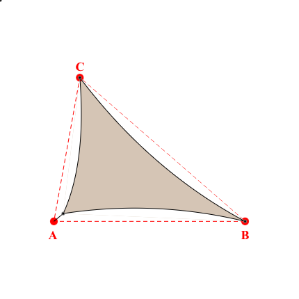 Voile d'ombrage triangle en Soltis Perform 92 Beige Sablé 92-2135 - 5,23x6,29x3,93m