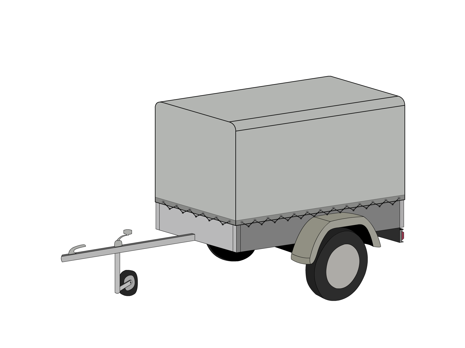 Bâche pour remorque bagagère Bord arrondi droite en MaxiProtect 900 : Protection & grammage renforcé Gris agate RAL 7038 - 31071