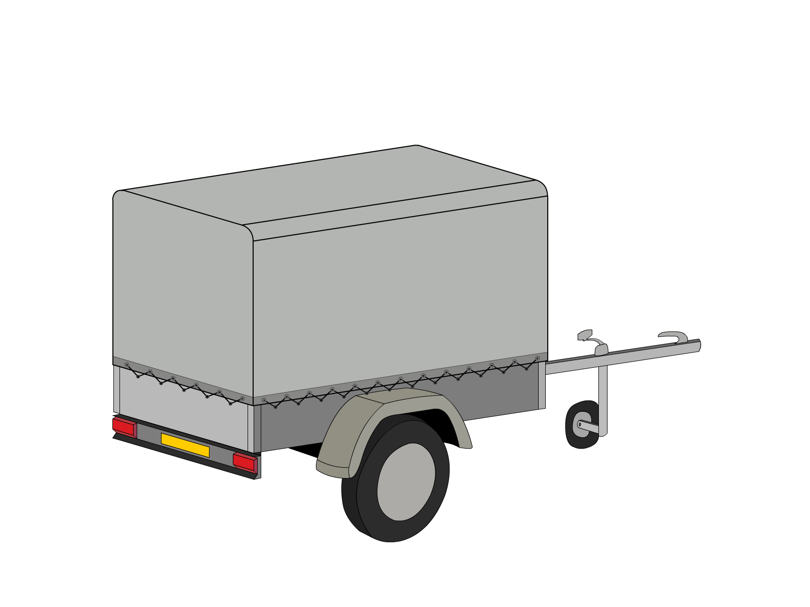 Bâche pour remorque bagagère Bord arrondi droite en MaxiProtect 900 : Protection & grammage renforcé Gris agate RAL 7038 - 31071